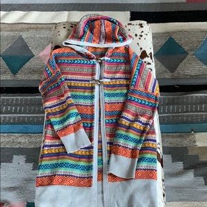 Aztec print hooded cardigan